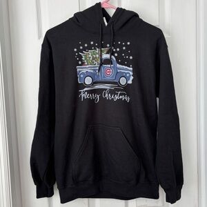 Chicago Cubs Baseball Pickup Truck Merry Christmas Black Sweatshirt